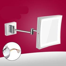 Bathroom Mirror Lamp Bathroom Stainless Steel Folding Mirror (Option: Open switch-Nickel wire drawing 200X200MM)